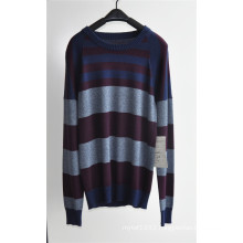 100%Cotton Round Neck Patterned Pullover Sweater for Men